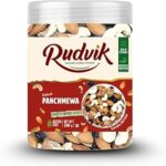 RUDVIK Panchmewa Dry Fruit Mix 500gJar, Dry Dates, Golden Raisins, Black Raisins, Split Cashews, California Almonds