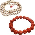 Combo of Natural Tulsi Mala (108+1 Beads) & 5 Mukhi Rudraksha Bracelet ? Lab Certified Devotional Set for Krishna Bhakti & Emotional Stability