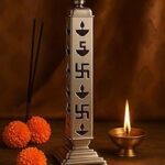 Shambhava Handcrafted Brass Peacock Shaped Bhog Thali Set | Krishna Design Thambulam Plate | Traditional Pooja Bartan for Festivals & Rituals (Steel Incense Holder)