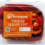 Pujahome Twisted Cotton Wicks for Akhand Jyot | Long Jyoti Batti for Pooja, Aarti & Mandir Deepak Oil Lamp | Pack of 1 (12 Wicks, Red)