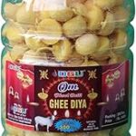 Om Phool Batti 300 Pcs. Cow Ghee Diya Batti for Puja,100% Wax Free Pooja Ghee Batti for Festivals & Religious Rituals | Readymade Cotton Wicks (Yellow)