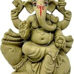 Suninow 100% Eco Friendly Clay Ganesh Idol for Ganesh Chaturthi 7 Inch | Water Soluble | Ganesh Chaturthi Idol | Clay Ganesha Idol, Multicolor (gi25)