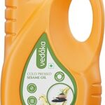 Amazon Brand - Vedaka Cold Pressed Sesame Oil | 5 L Bottle | Gingelly Oil | Cheku/Ghani Oil | 100% Pure, Unrefined | Contains MUFA & Omega-6 PUFA | Contains Natural Antioxidants Lignans & Tocopherols