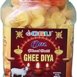 Om Phool Batti Cow Ghee Diya Batti for Puja, 30 min Burning Time, 100% Wax Free Pooja Ghee Batti for Home Decoration, Festivals & Religious Rituals | Readymade Cotton Wicks (200)