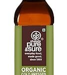 Pure & Sure Organic Cold Pressed Sesame Oil 500ML (Til ka Tel) | 100% Natural Kolhu/Kacchi Ghani/Chekku | Pure Cold Pressed Edible Oil | No Additives & Chemical Free