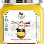 KAMDHENU GAUVEDA | Desi Kissan certified A2 Cow Ghee | Churned From Vedic Traditional Bilona Method | Natural & Pure | Rich in Nutrients | Ideal for Cooking and Making Sweet | Grassfed, Pure, Healthy, Ayurveda & Daily Use A2 Cow Ghee Pack In Premium Square Glass Bottle 0.39 Kilograms With Stainless Steel Cap Plus Extra Safety Cap (200 ml, 1 Nos )