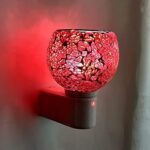 Lipi Store Kapur Dani Electrical Camphor Diffuser. Glass Kapoor Dani & Essential Oil Diffuser with On Off Switch to Toggle Between Burner & Lamp (Red Glass)