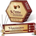 Shubhkart Gaugaurav Natural Sambrani Dhoop & Agarbatti 50N (Combo of 2) 100% Organic Cow Dung Dhoop for Pooja Meditation & Festival | Desi Cow Dung Agarbatti & Havan Cups (12 Cups + 1 Holder)