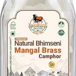 KAMDHENU GAUVEDA Lab Tested Natural Bhimseni Mangal Brass Camphor | 100% Pure Organic Solid Kapoor for Electric Diffuser, Pooja, Havan, Aarti, Aromatherapy | Premium Glass Jar (75gm Pack of 1)
