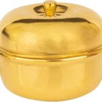 Spillbox Brass kunguma chimizh| Puja | Roli | Chawal | Chandan | Haldi | Kumkum Box | Sindoor | Turmeric | Dabbi | Dibbi | Dhani | Dani Lid Holder KumKum | Navratri Gift- (Apple)
