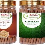 Betala Fragrance Dhoop Sticks Combo Pack in Guggal & Loban Flavour, (200 g X 2 Flavour) Dhup Batti for Pooja with Stand