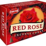 HEM Red Rose Fragrance Incense Cones | Agarbatti for Home Freshness, Positive Energy & Yoga Meditation | Pooja Item for Home | Burning Time - 25-30 Minutes | 120 Cones (Handcrafted & Low Smoke)