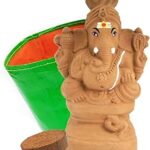 Ganesh Chaturthi Seed Idol Kit with Clay Idol, Grow Bag, Cocopeat Disc, and Extra Seeds (Marigold Seeds)