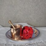 Pachwariya Copper Pooja Thali Plate with Panchapatra Achmani Spoon | Set for Pooja Rituals