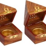 DigiRake Pyramid Shaped Wooden Dhoop Stand (Set of 2) for Sambrani & Dhoop Batti - Sheesham Wood Holder for Pooja Room, Office & Home Decor