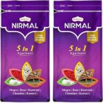 Shubhkart Nirmal 5 in 1 Agarbatti Pack - 150g Long Incense Sticks for Puja & Meditation | Rose, Chandan, Kasturi, Mogra, Raatrani | Charcoal Free | Natural Fragrance | Zipper Pack (Pack of 2)