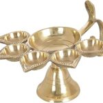 Pure Brass Diya | Panchmukhi Puja Deep | Ghee Lamp | Aarti Ghee Deepak for Home/Office Temple Size-2 Set of -1PCS (9 Inch)