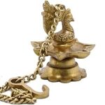 Craftlayout Antique Brass Bird Hanging Diya | Traditional Wall Hanging Oil Lamp | Handcrafted Decorative Diya for Pooja Room & Home Temple | 3 Inch (0.25 Kg)