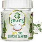 SWASTIK Organic & Original Bhimseni Camphor Jar || Bhimseni Camphor Flakes for Purifying & Pleasant Fragrance for Pooja & Hawan, 50gm Jar (Pack of 2)