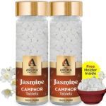 The Aroma Factory Pure Camphor Tablets, Jasmine, Zero Residue Kapoor with Fragrance for Pooja, Aarti Kapur | Bottle Pack of 2 x 80gm