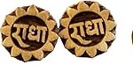 Dev Samagri Original Tulsi Wooden Earrings| Round Shape & Shankh Patta Shape 2 Pair Ear Rings| Handmade Radha Name Tops/Tups for Girls & Women