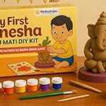 Toyscape DIY Eco-Friendly Ganpati Idol Making Kit for Kids & Families | Shadu Mati Ganesha Clay Craft Kit for Ganesh Chaturthi Celebration | Paint & Sculpt Activity Set (1200g)