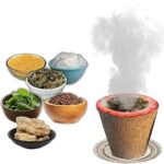 Byre Cow Dung Panchgavya Sambrani Dhuni Cups (90 Pieces) with 250 Grams of Tulsi Leaves, Neem Leaves, Camphor, Sambrani Powder and Yellow Mustard (900) Gram