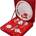 DSH Brass Pooja Aarti Thali for Poojan Purpose Home Temple Pooja Thali with Box Diwali gift items - Set of 4 (DSH-SP-PT)