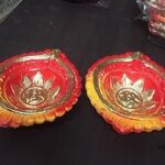 Combo set of 2 medium size diya color Handmade Mitti ka Diya Deepak oil ghee lamp for Diwali aarti Navratri Puja Dussehra Pooja chhath puja , 14 ×14×6 CM (set of 2)
