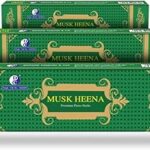Dhoop Chaon and Co. Musk Heena Masala Incense Sticks | Each 100 GMS Pack | Pack of 3 | Long Lasting Incense Sticks for Calming & Relaxation | No Charcoal Agarbatti
