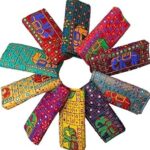 AASHIRWAD Women's Silk Unstitched 1 meters Each | Hathi Embroidered Mirror work Blouse Materials (Multicolour)- Navratri Special, Durga Puja Special, Oti Bharan, Ugadi (Pack of 10 Pieces) - Design 3