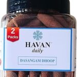 Havan Daily Dasangam Dhoop Sticks Made with Dasangam Powder, Havan Samagri & Gangaajal | Purely Natural, No Charcoal - Pack of 2 (60 Sticks)