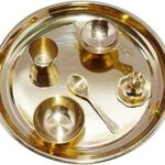 Mangal Bhawan Handcrafted Brass Daily Pooja Thali, Aarti thali for Home/Temple, Spiritual Gift Item (Golden, 6.5 Inches) - Pack of 1