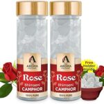 The Aroma Factory Pure Bhimseni Camphor, Rose, Zero Residue Kapoor with Fragrance for Pooja, Aarti Kapur | Bottle Pack of 2 x 80gm