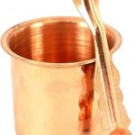 BHAKTI SHRINGAR Copper Panchpatra Set with Achamani || Indian Traditional Handcraft Panchpatra with Spoon for Pooja, Temple, Diwali (4.5cm)