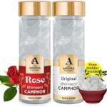 The Aroma Factory Pure Bhimseni Camphor, Rose & Original, Zero Residue Kapoor with Fragrance for Pooja, Aarti Kapur | Bottle Pack of 2 x 80gm