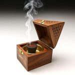 SIGNAMIO® Wooden Sambrani Dhoop Stand Incense Holder: Perfect Pooja Room Stand Decoration Item, Dhup Dani & Doopam Holder, Essential Puja Item for Home Mandir and Pooja Thali Set Rituals-DN-1