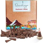 Nirmalaya Premium Kashmiri Musk Incense Cones | Pack of 40 Cones | 100% Natural & Charcoal-Free | Luxury, Hancrafted Organic Agarbatti for Pooja, Meditation, Yoga and Aromatherapy
