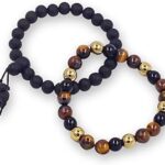 Divine Hindu Original Karungali Malai 8MM & Tiger Eye Stone Combo| Ebony Wood & Tiger Stone Combo Set| For Men & Women Bracelet Set| Free Size