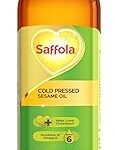 Saffola Cold Pressed Sesame Oil | 100% Cold Pressed Sesame Seed Oil | Helps Lower Cholesterol, Goodness of Omega 6 & Authentic Seed Flavour | 1L Pet Bottle