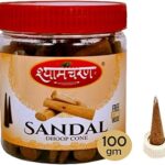 ShyamCharan Pooja Dhoop Cones Premium Sandalwood Jar 100Gm | No Bamboo | No Charcoal | dhoop Sticks for Pooja| agarbatti Sticks | Sandalwood Incense Sticks | Chandan Fragrance Pack of 100 gm
