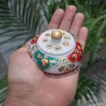 Sevliya Traders Marble Kumkum Box Sindoor Dani Sindoor Box(3 Inch), Multicolor