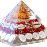 White Aura Vastu Laxmi Pyramid Original Gomati Chakra, Rudraksha, Cowrie Kodi Maha Laxmi Pyramid - Orgonite Pyramid with Shree Yantra for Good Luck, Money & Wealth