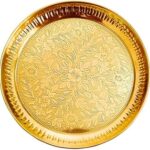 The Spiritual Living Pital Brass Pooja Thali || Aarti Thali for Pooja || Brass Plate || Pital Thali for Puja || Home & Office || Size - 9 Inches