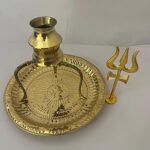 Chkoteravatiya Brass Pooja Thali Set with Trishul and jaldhari Stand for Shiv Pooja