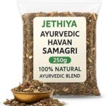 JETHIYA Ayurvedic Havan Samagri 250GM | 100% Natural Herbal Mixture for Vedic Yagya, Pooja & Havan | Dried Roots, Leaves, Resins & Samidha Wood Blend | for Home Temple & Ritual Use (1)