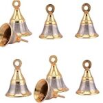 GoldGiftIdeas Brass Gold-Silver Finished Traditional Bell for Pooja Room, Brass Bell for Home Decor and Home Temple (2 Inch)