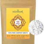 Vedanum 100% Organic Camphor Tablets Pouch for Pooja, Havan, Kapur Dani, Positive Energy and Aromatherapy - 500 Gm