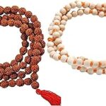 KRISHNAGALLERY1 Combo of 2 108 Beads Moti Tulsi And Rudraksh Jaap Mala for Home Pooja Body wear Natural Pooja Mala 20 Inch