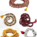 ASTRODIVINE Natural Original Rosary jaap japa mala 108+1 Beads Combo of 5 mala (Rudraksha/Lal Chandan/Haldi/Tulsi/Vaijayanti) Medium Multicolour